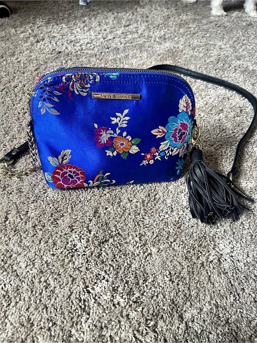 Steve Madden Floral Embroidered Crossbody in Blue